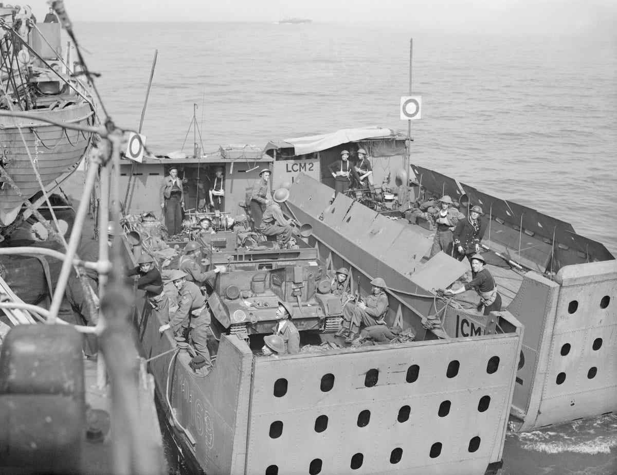 Royal Navy photograph of the Dieppe Raid, 19 August 1942