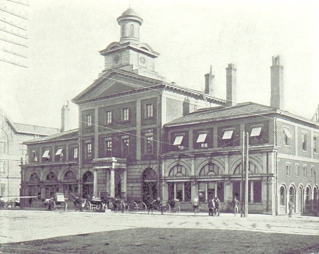 The Toronto City Hall at King and Jarvis Streets, built in 1845 and serving as the municipal seat during Medcalf's mayoralty in the 1860s and 1870s