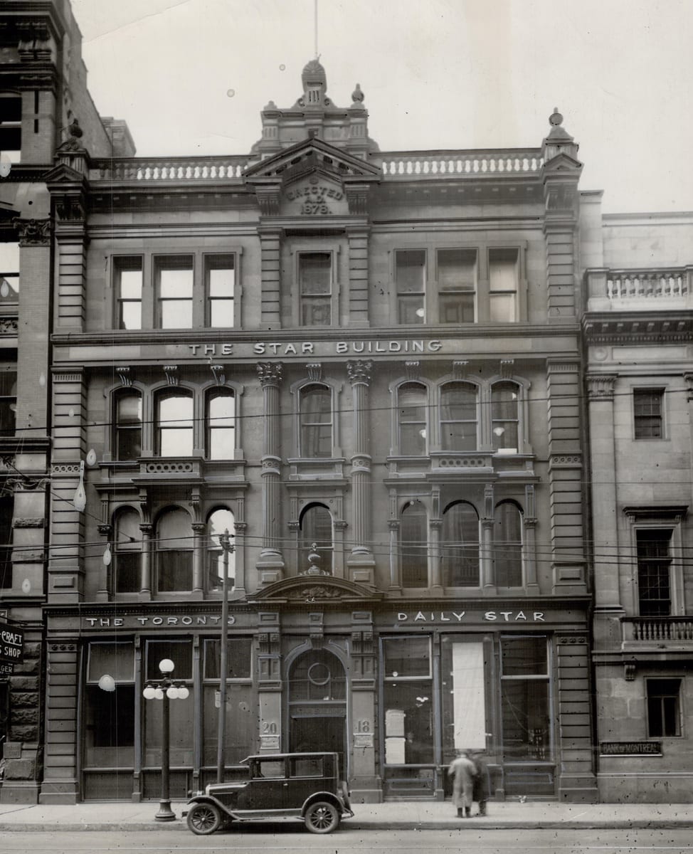 The Toronto Star Building on King Street, erected 1878