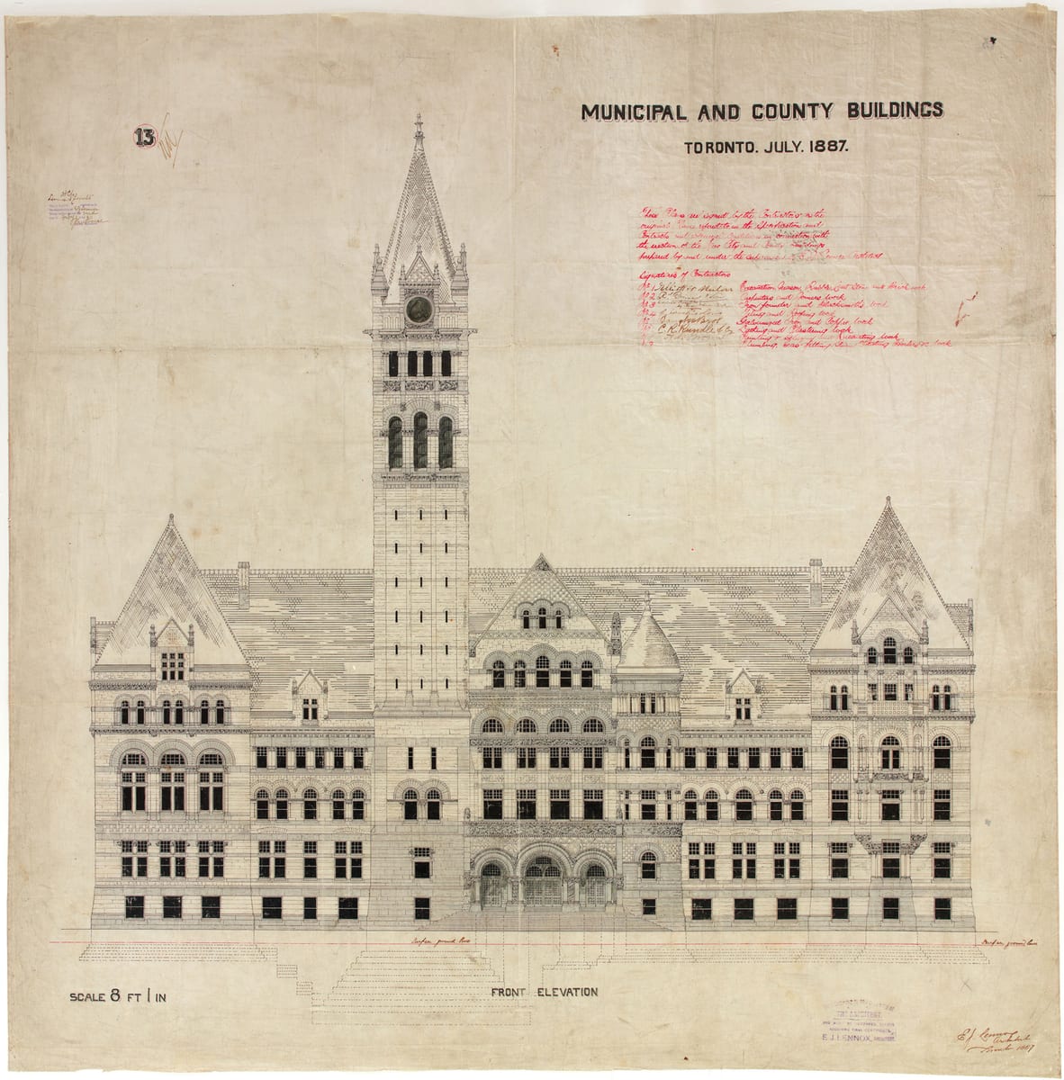 The Municipal and County Buildings of Toronto on Front Street, July 1887