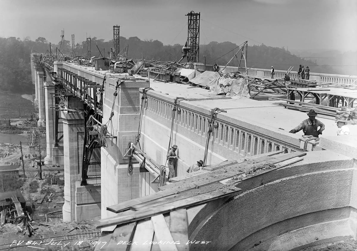 Construction of the Prince Edward Viaduct over the Don River