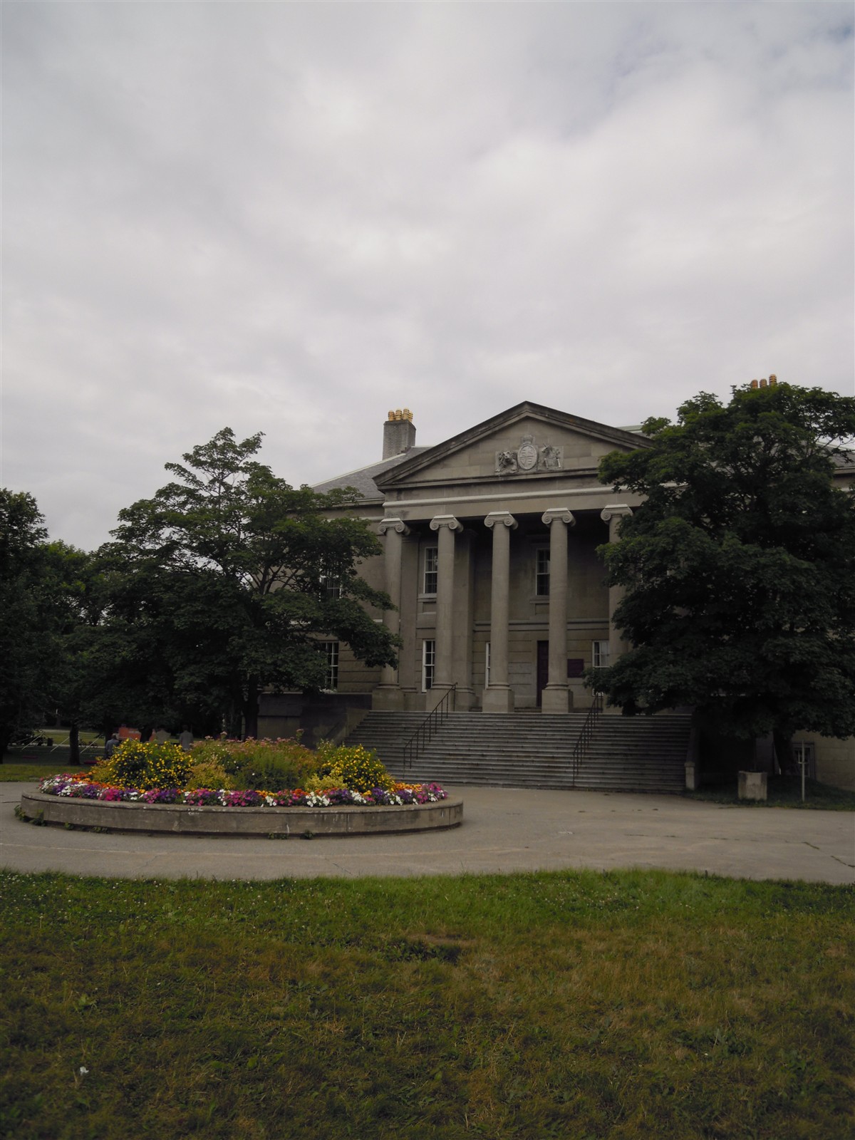 The Colonial Building in St. John's, Newfoundland -- a neoclassical limestone structure that served as the seat of the Newfoundland Legislature from 1850