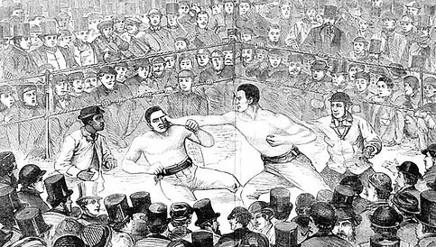 Period drawing of the 1862 championship fight between Jem Mace and Tom King