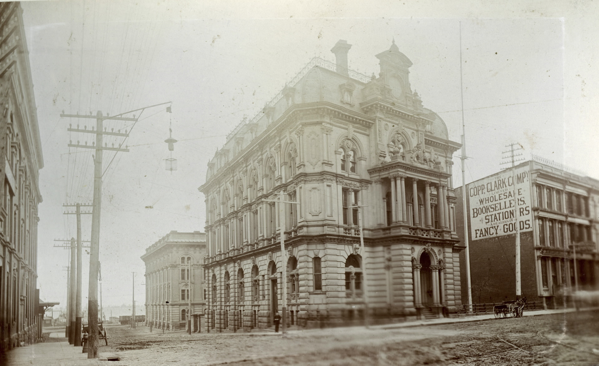 The Toronto Custom House on Front Street, 1890, a neoclassical stone building near the waterfront