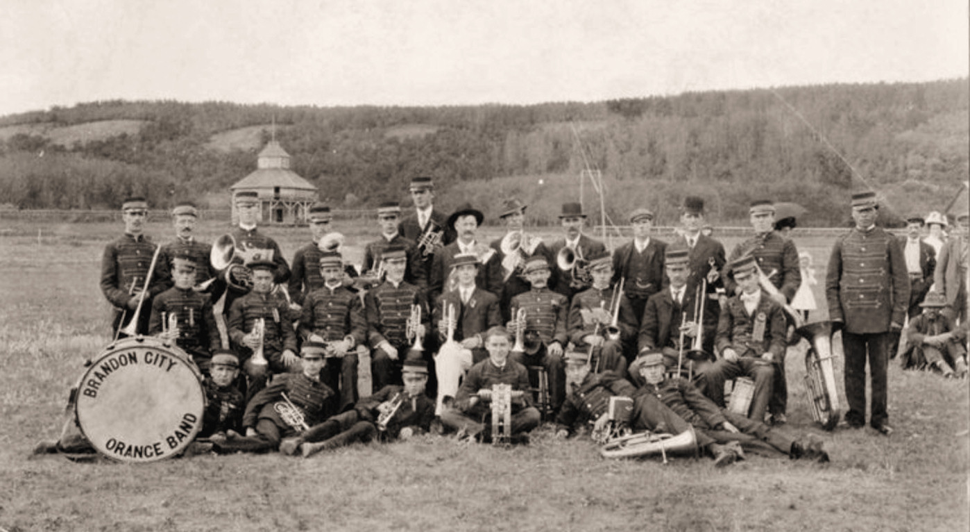 The Brandon City Orange Band of Manitoba, photographed in 1908